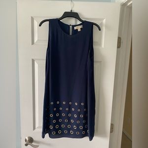 Michael Kors Navy and Gold Grommet Shift Dress